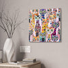 Cat Crowd IV Abstract Stretched Canvas Square Home Decor gifts for animal lovers supporting animal rescues