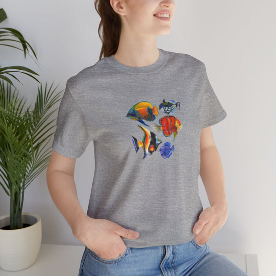 Marine Fish Watercolor Unisex Urban Cotton Tee - All The Fauna - Support Animal Shelter Fundraising - Gifts for Animal Lovers