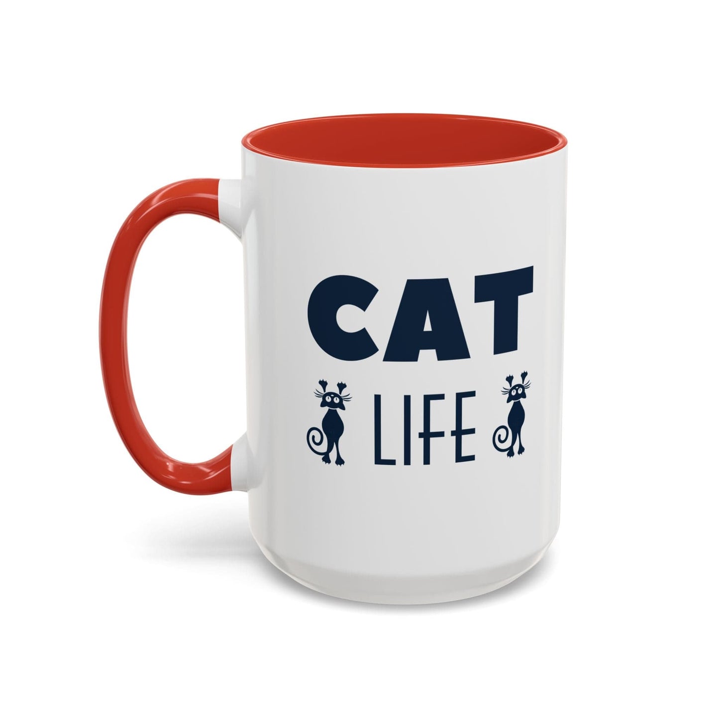 Printify Mugs 15oz / Red CAT Life Ceramic Coffee Mug