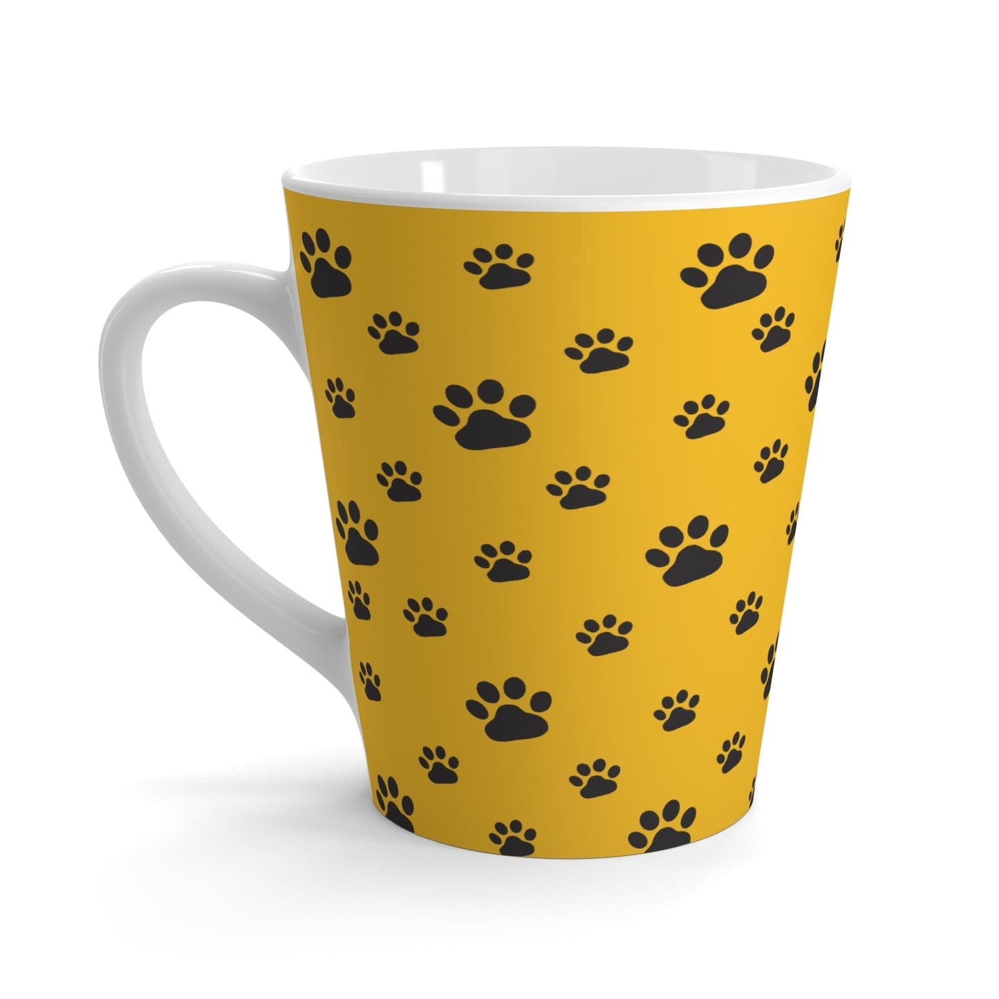 Printify Mugs Paw Print Ceramic Latte Mug Yellow 12 oz