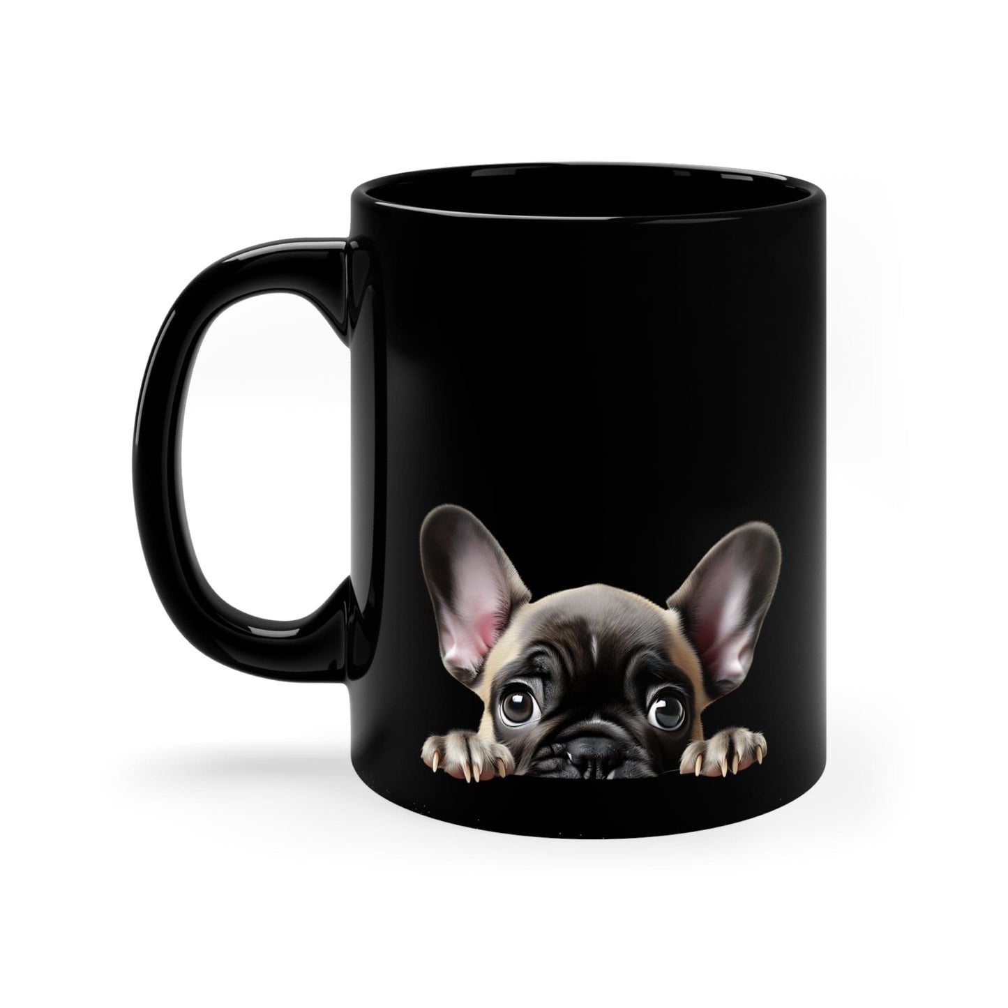 Printify Mugs Peeking French Bulldog Coffee Dog Mug Black 11 oz