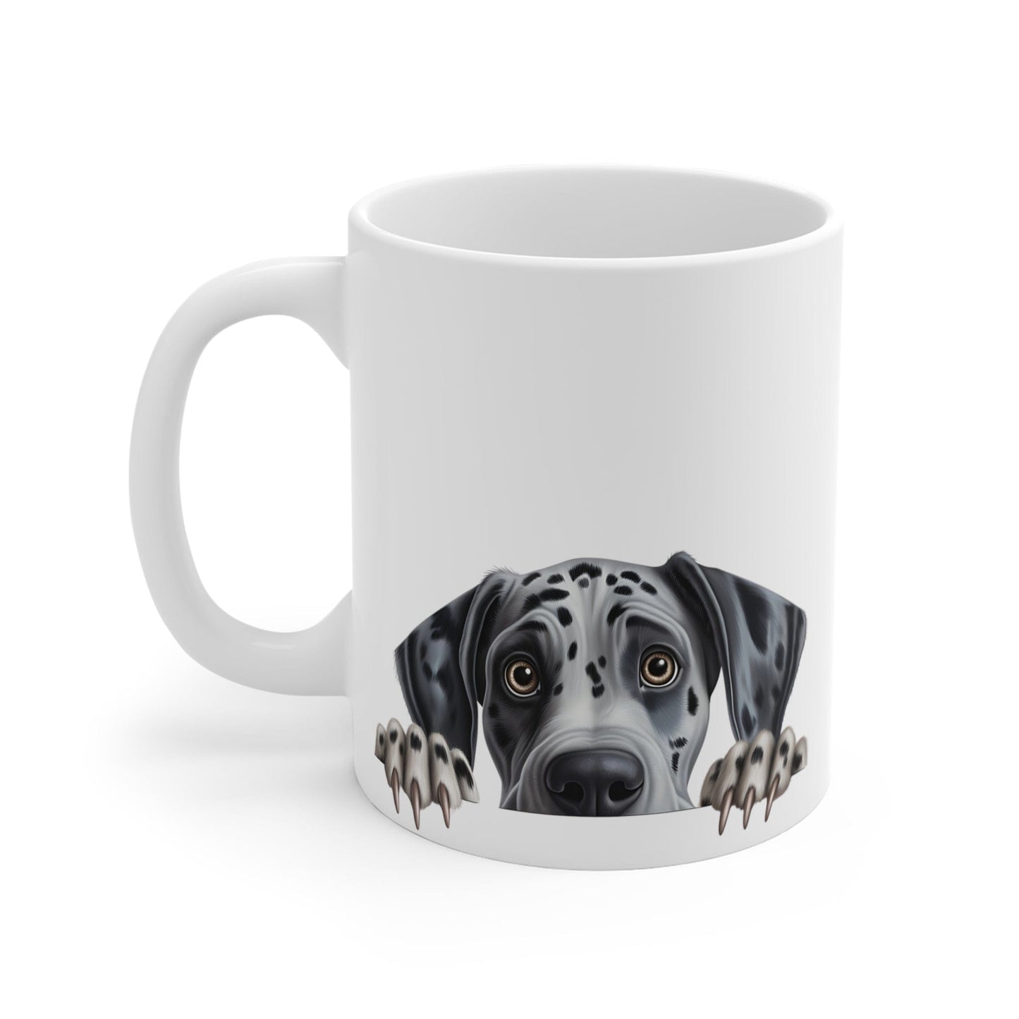 Printify Mugs Peeking Great Dane Puppy White Ceramic Dog Mug 11 oz