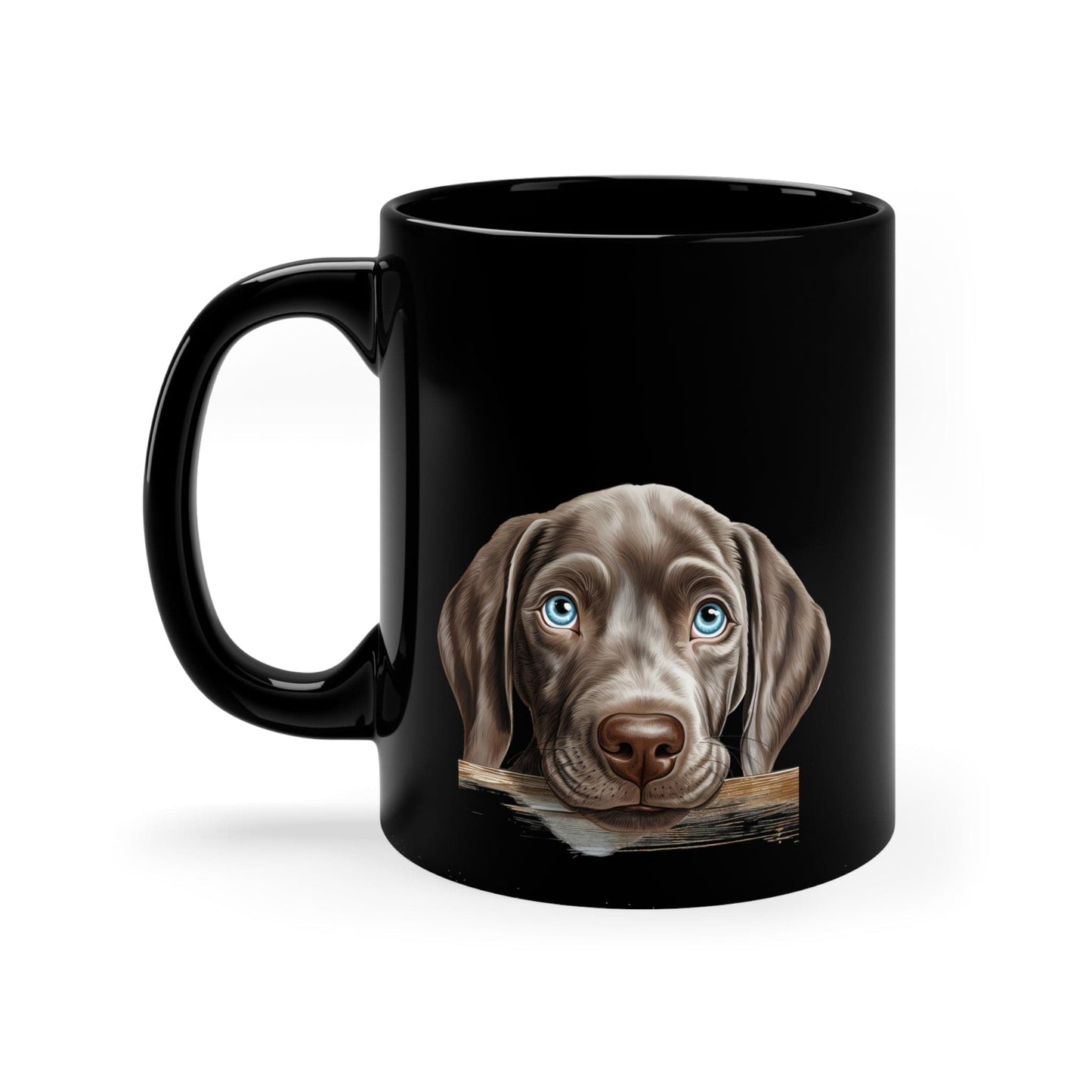 Printify Mugs Peeking Weimaraner Puppy Black Ceramic Dog Mug 11 oz