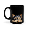 Peeking Yorkshire Terrier Puppy Black Ceramic Dog Mug 11 oz Mugs gifts for animal lovers supporting animal rescues