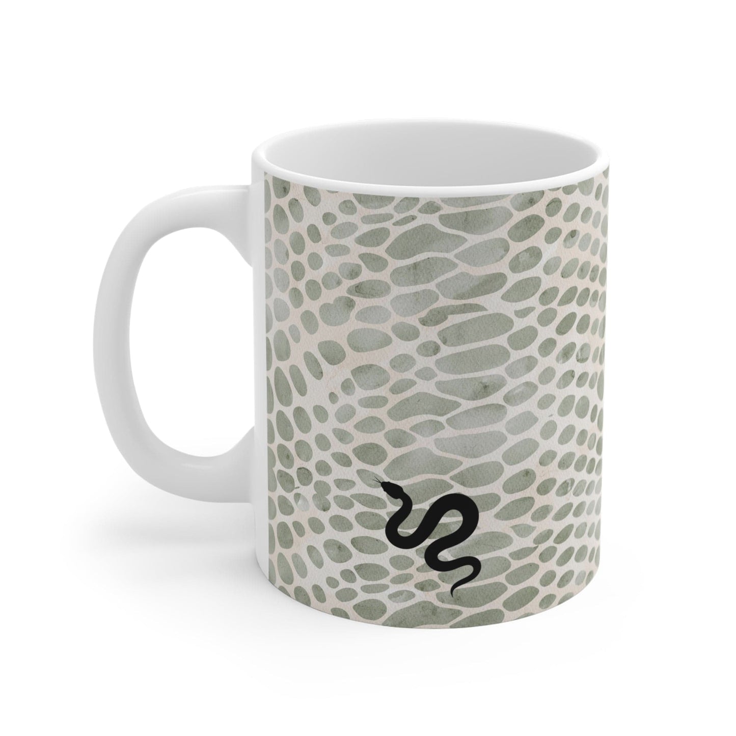 Printify Mugs Snake Print White Ceramic Coffee Mug 11 oz