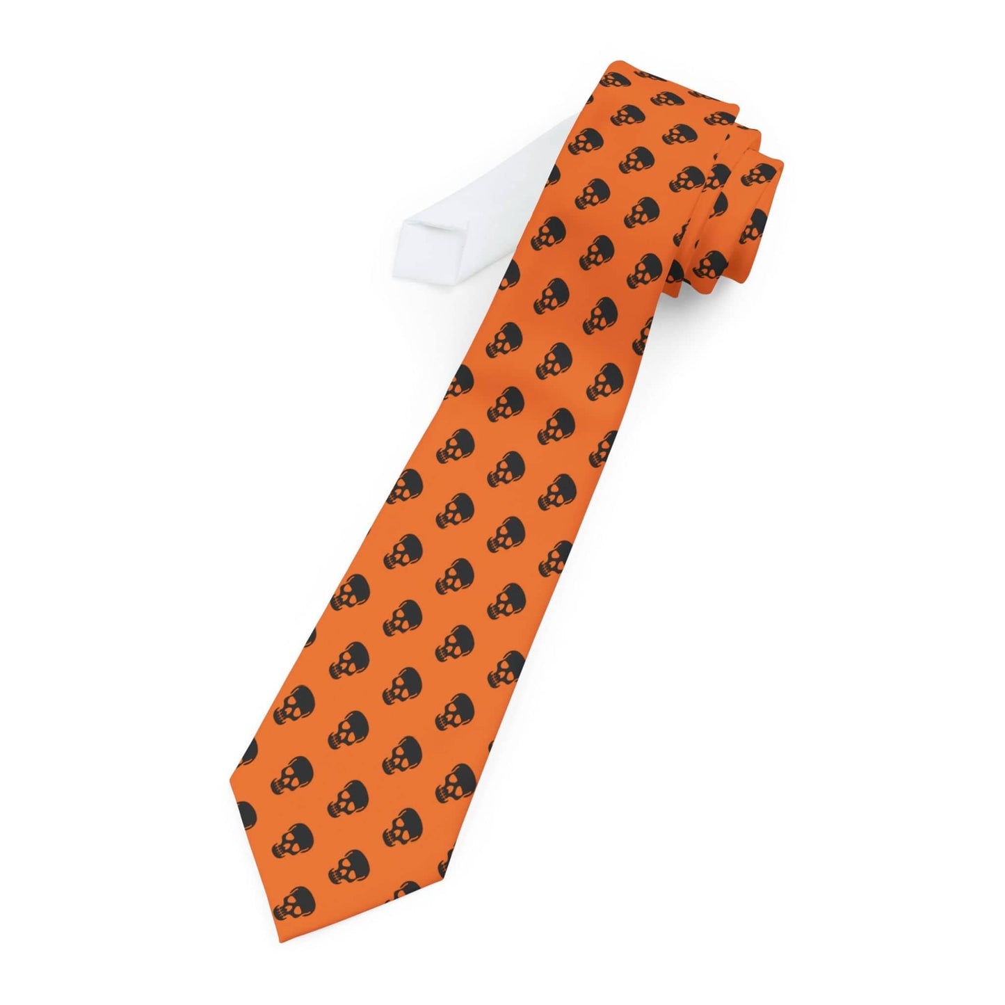 Printify Neckties One Size SKULL Halloween Necktie Orange & Black