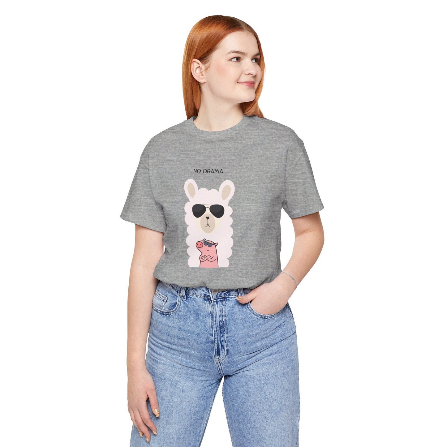 NO DRAMA Llama and Pig Unisex Tee - All The Fauna - Support Animal Shelter Fundraising - Gifts for Animal Lovers