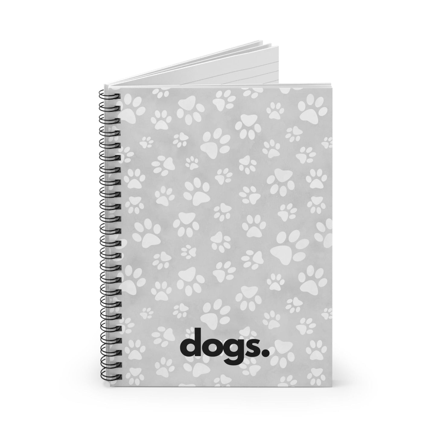 Printify Notebooks DOGS, PERIOD. Ruled Spiral Notebook