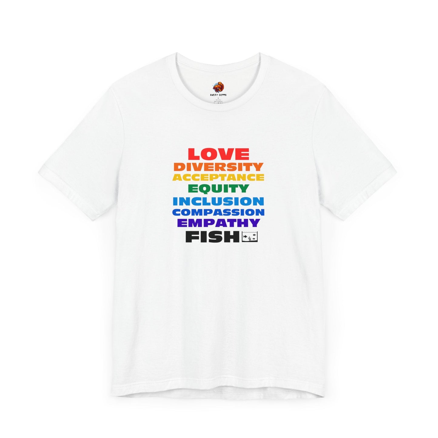 PRIDE LOVE AND FISH Tropical Fish Unisex Urban Cotton Tee - All The Fauna - Support Animal Shelter Fundraising - Gifts for Animal Lovers