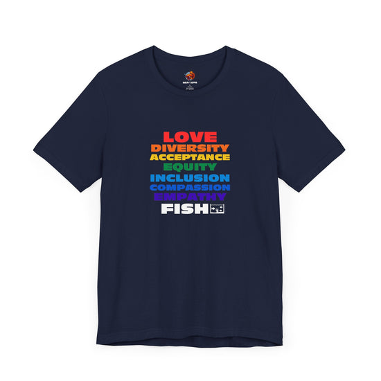 PRIDE LOVE AND FISH Tropical Fish Unisex Urban Cotton Tee - All The Fauna - Support Animal Shelter Fundraising - Gifts for Animal Lovers