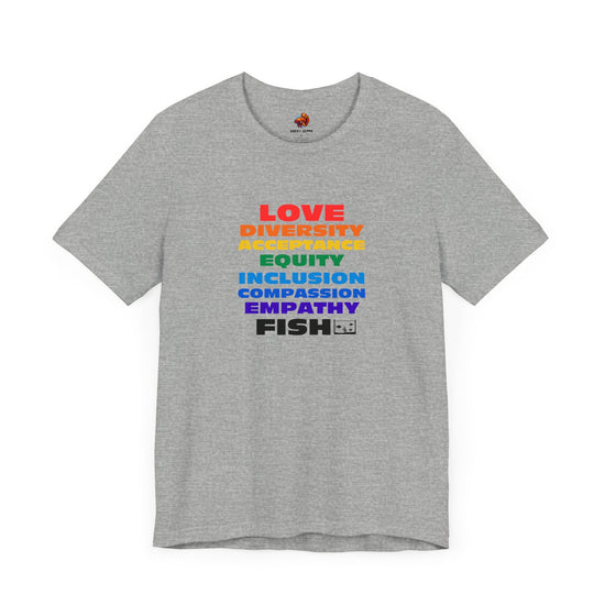 PRIDE LOVE AND FISH Tropical Fish Unisex Urban Cotton Tee - All The Fauna - Support Animal Shelter Fundraising - Gifts for Animal Lovers