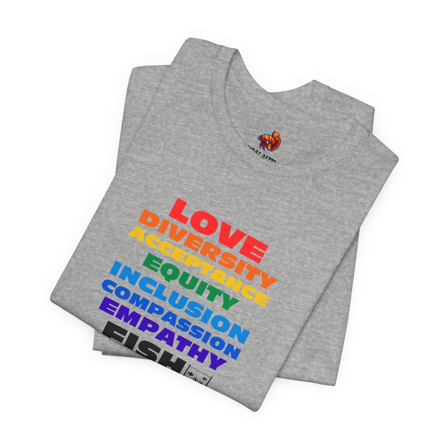 PRIDE LOVE AND FISH Tropical Fish Unisex Urban Cotton Tee - All The Fauna - Support Animal Shelter Fundraising - Gifts for Animal Lovers