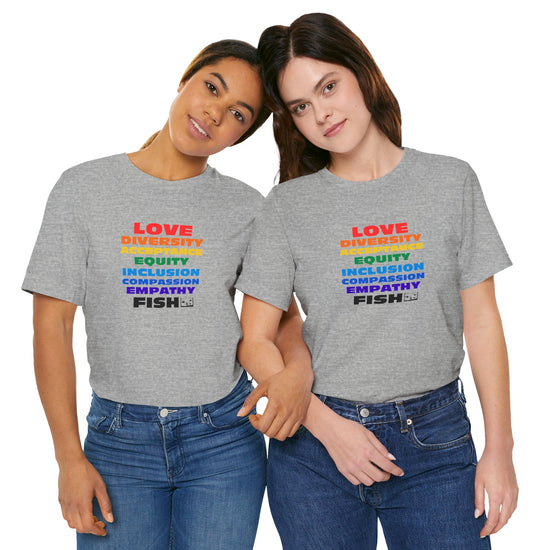 PRIDE LOVE AND FISH Tropical Fish Unisex Urban Cotton Tee - All The Fauna - Support Animal Shelter Fundraising - Gifts for Animal Lovers