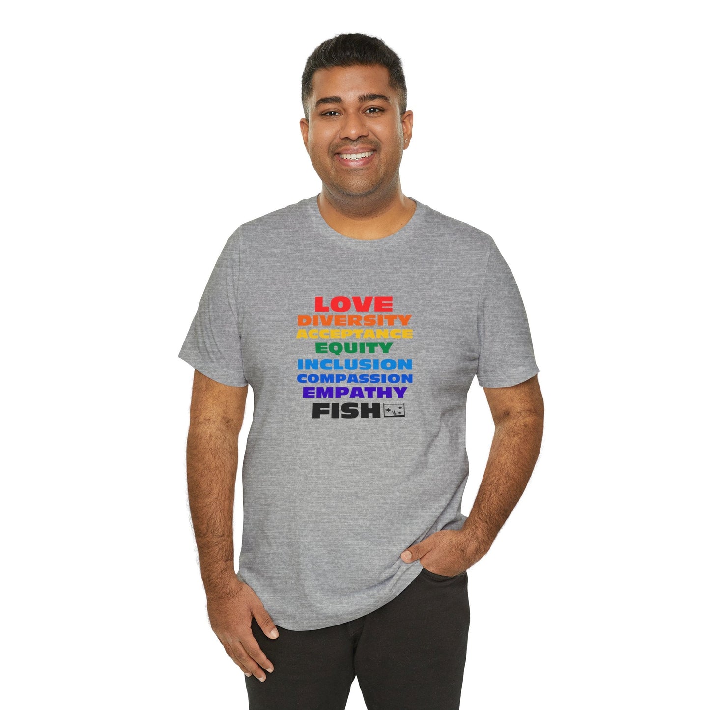 PRIDE LOVE AND FISH Tropical Fish Unisex Urban Cotton Tee - All The Fauna - Support Animal Shelter Fundraising - Gifts for Animal Lovers