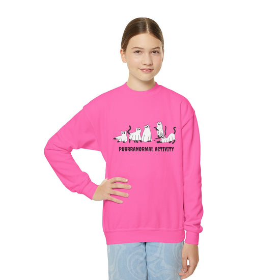 Purrranormal Activity Youth Crewneck Halloween Sweatshirt - All The Fauna - Support Animal Shelter Fundraising - Gifts for Animal Lovers