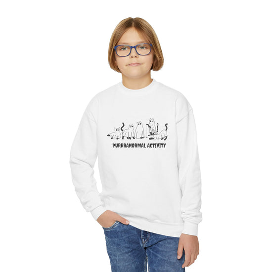 Purrranormal Activity Youth Crewneck Halloween Sweatshirt - All The Fauna - Support Animal Shelter Fundraising - Gifts for Animal Lovers