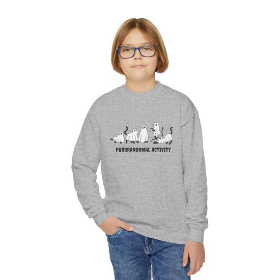 Purrranormal Activity Youth Crewneck Halloween Sweatshirt - All The Fauna - Support Animal Shelter Fundraising - Gifts for Animal Lovers