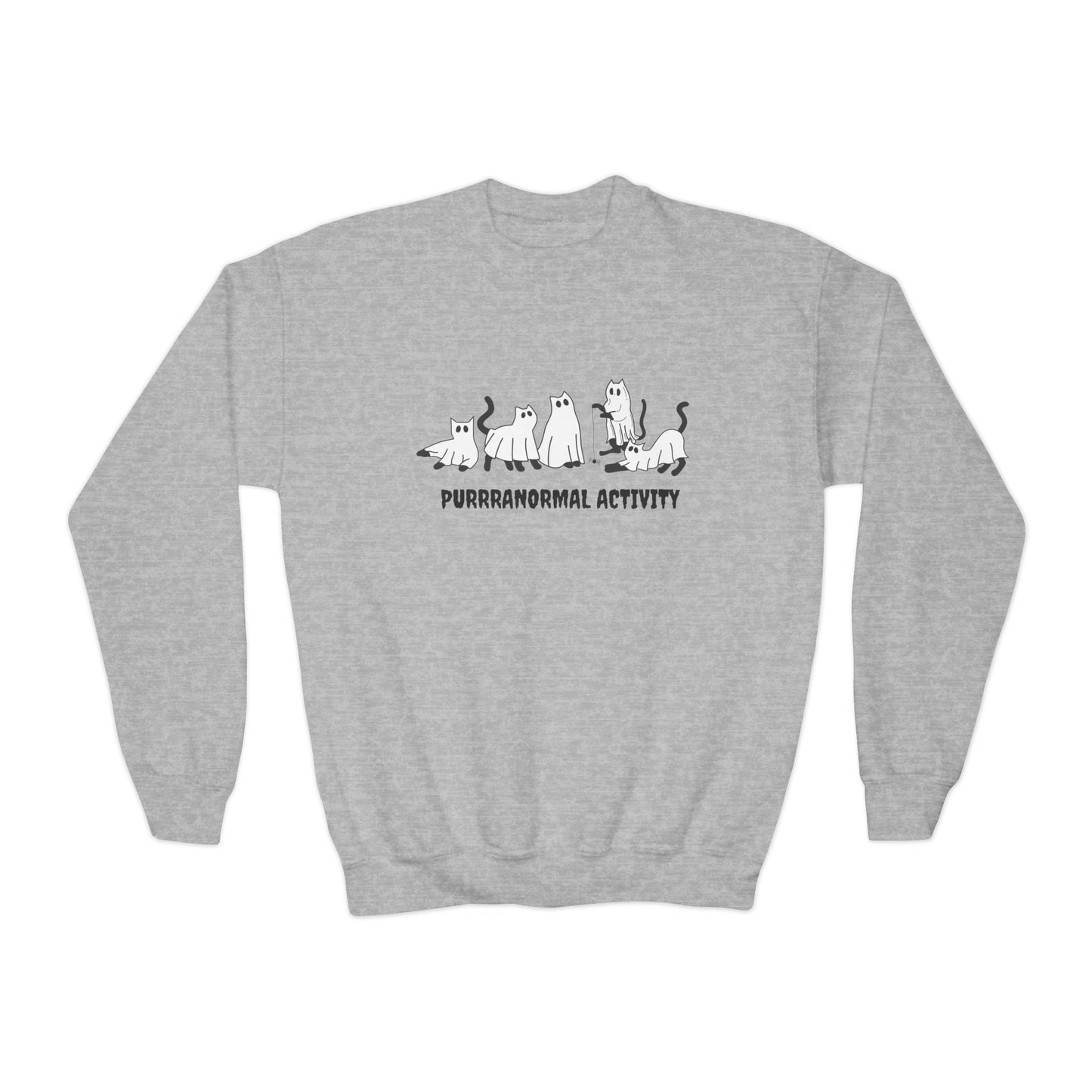 Purrranormal Activity Youth Crewneck Halloween Sweatshirt - All The Fauna - Support Animal Shelter Fundraising - Gifts for Animal Lovers