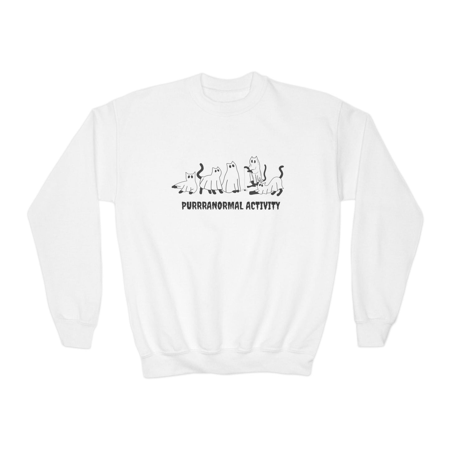 Purrranormal Activity Youth Crewneck Halloween Sweatshirt - All The Fauna - Support Animal Shelter Fundraising - Gifts for Animal Lovers