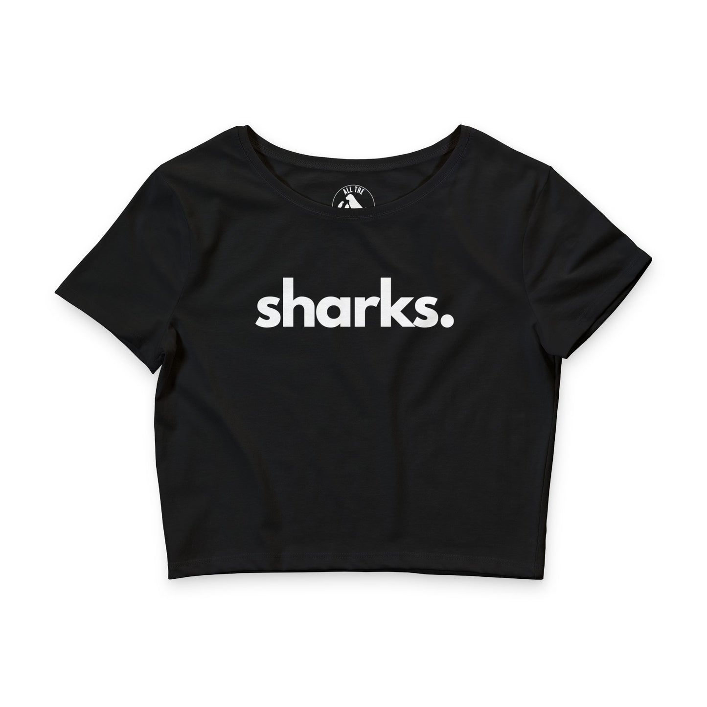 Sharks crop tee in black — Women's ocean wildlife apparel by Animals, Period