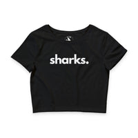 Sharks crop tee in black — Women's ocean wildlife apparel by Animals, Period
