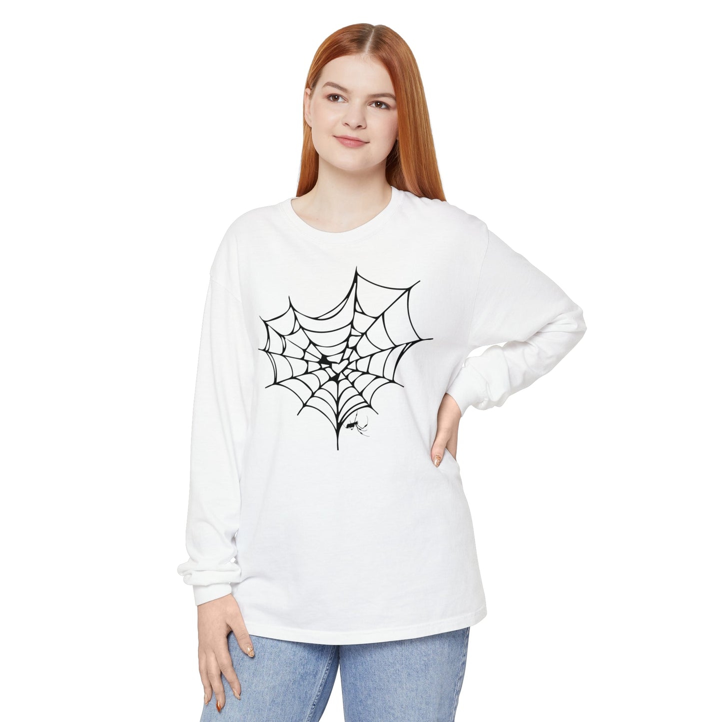 SPIDER WEB Unisex Long Sleeve Halloween Tee - All The Fauna - Support Animal Shelter Fundraising - Gifts for Animal Lovers