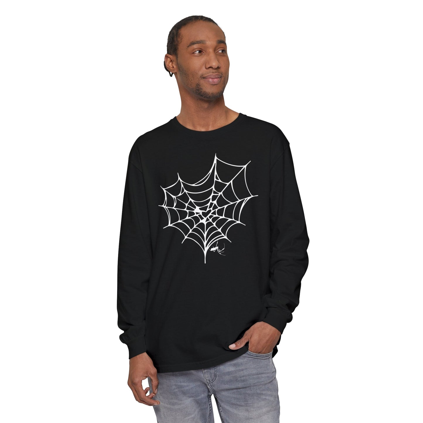 SPIDER WEB Unisex Long Sleeve Halloween Tee - All The Fauna - Support Animal Shelter Fundraising - Gifts for Animal Lovers