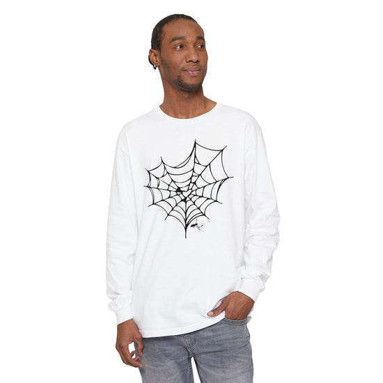 SPIDER WEB Unisex Long Sleeve Halloween Tee - All The Fauna - Support Animal Shelter Fundraising - Gifts for Animal Lovers