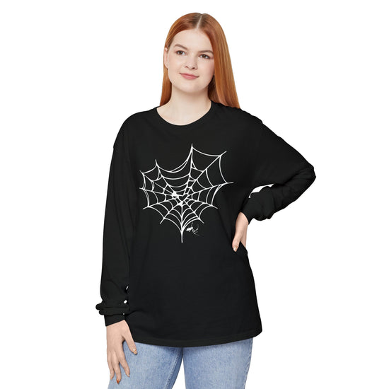 SPIDER WEB Unisex Long Sleeve Halloween Tee - All The Fauna - Support Animal Shelter Fundraising - Gifts for Animal Lovers