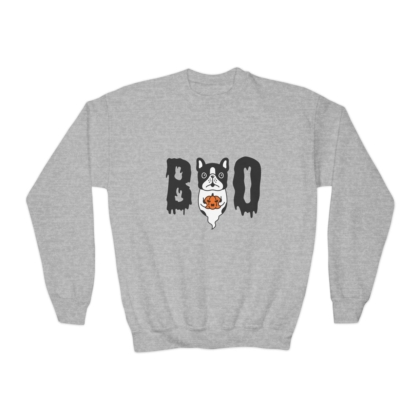 Printify Sweatshirts Sport Grey / S BOO Boston Youth Crewneck Halloween Sweatshirt