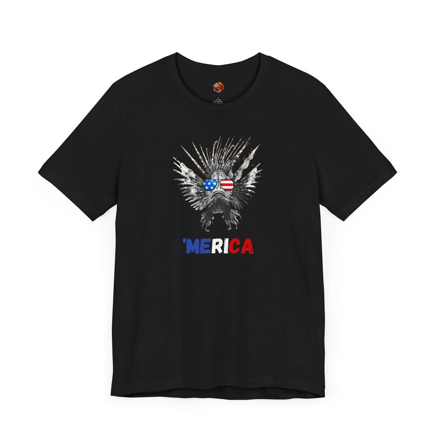 Printify T-Shirts Black / S 'MERICA Patriotic Lionfish Unisex Tee