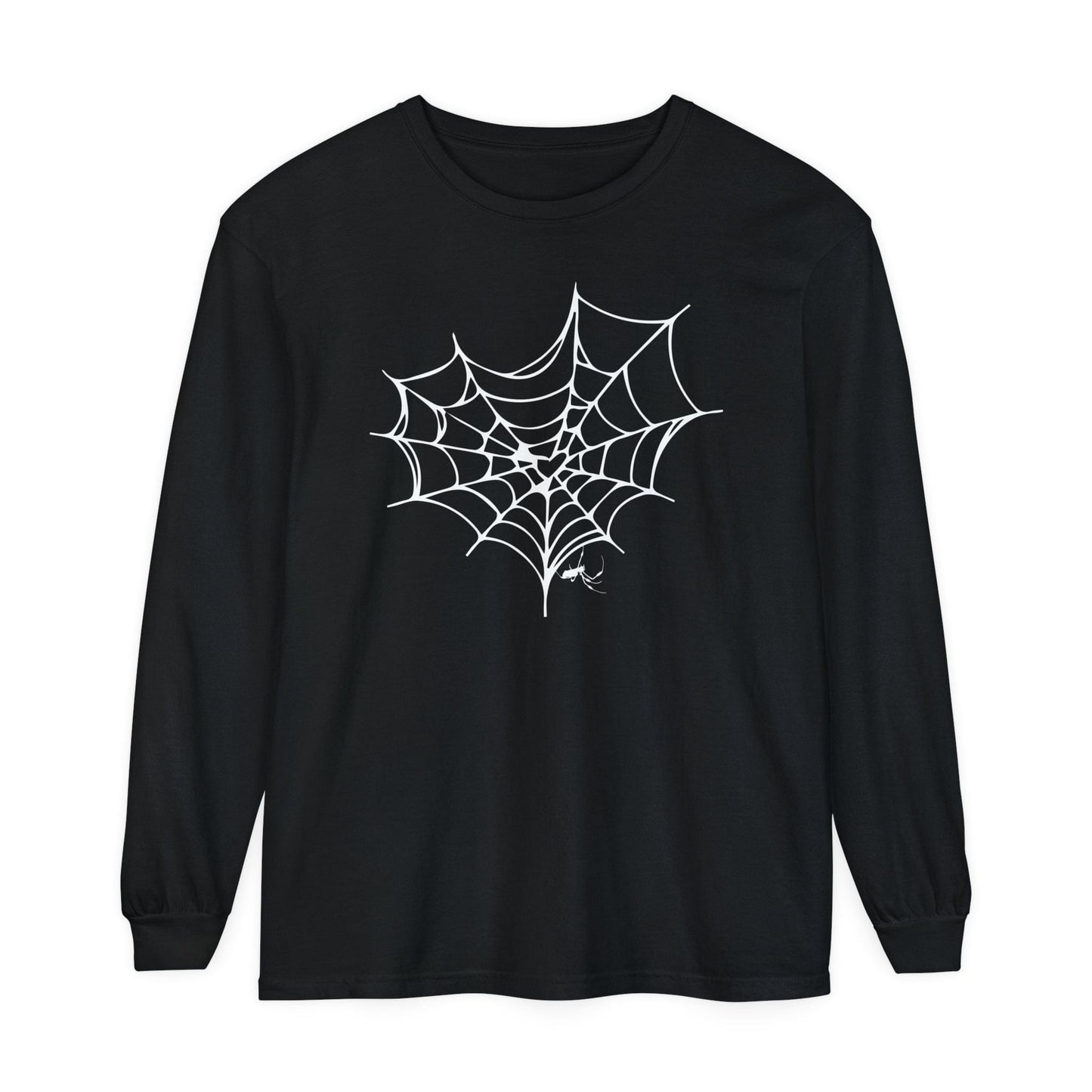 Printify T-Shirts Black / S SPIDER WEB Unisex Long Sleeve Halloween Tee