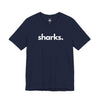SHARKS, PERIOD. Unisex Tee in Navy — t-shirts that gives back to ocean wildlife rescues