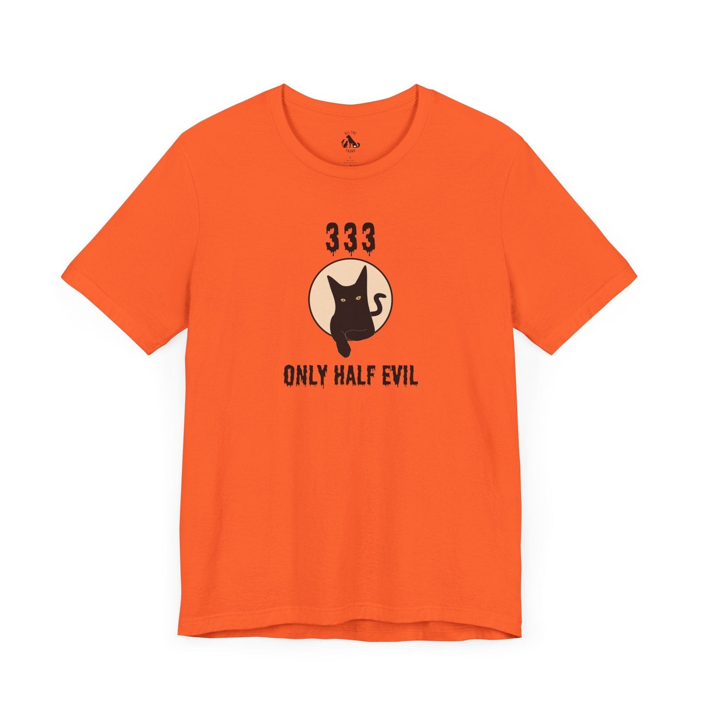 Printify T-Shirts Orange / S ONLY HALF EVIL Unisex Halloween Tee