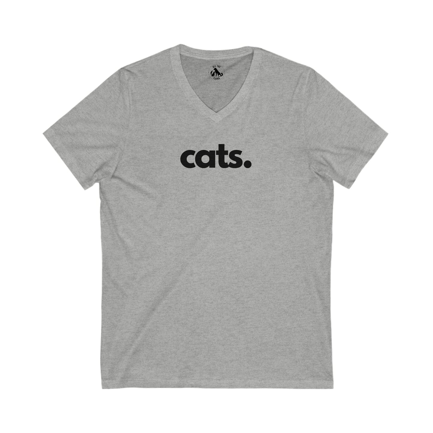 Printify T-Shirts S / Athletic Heather CATS, PERIOD. Unisex Jersey Short Sleeve V-Neck Tee