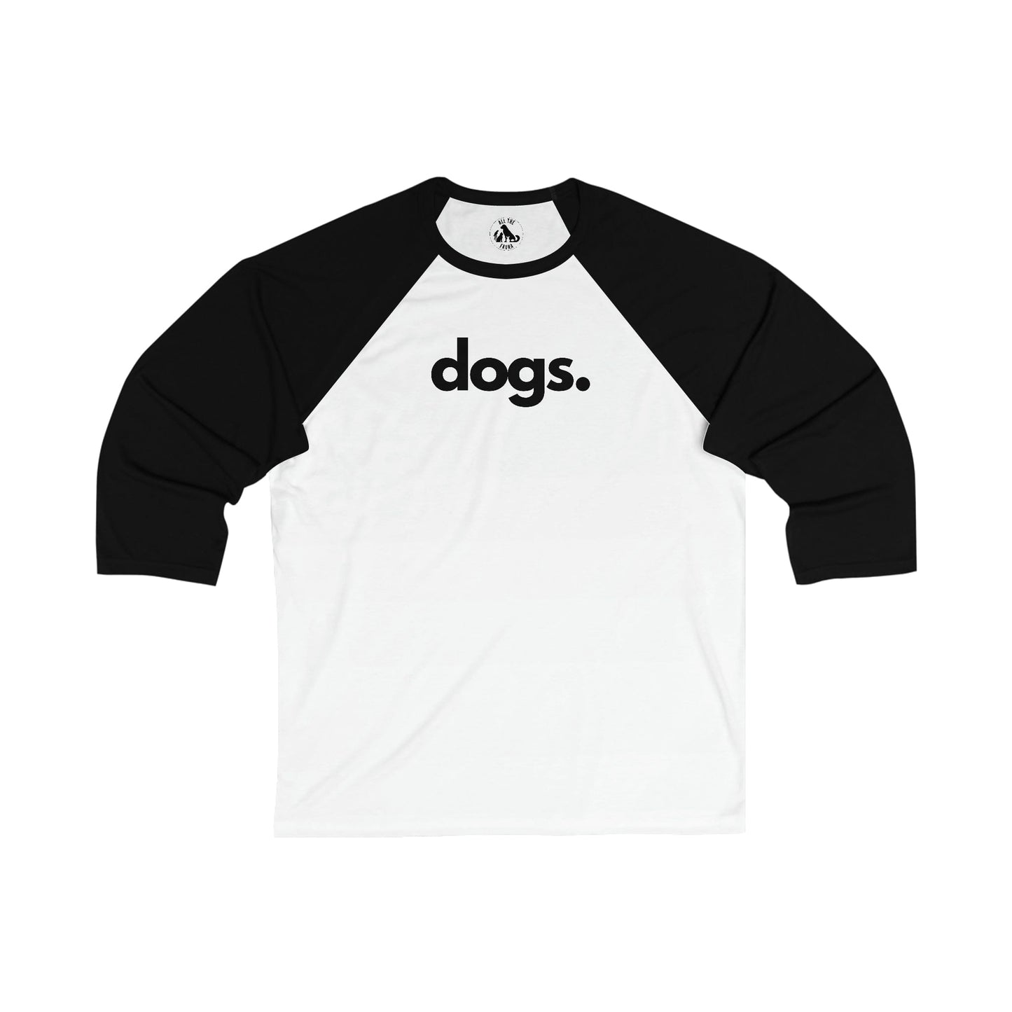 Printify T-Shirts White/ Black / S DOGS, PERIOD. Unisex 3/4 Sleeve Baseball Tee