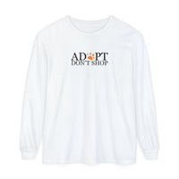 Printify T-Shirts White / S Adopt, Don't Shop Orange Paw Unisex Long Sleeve Tee