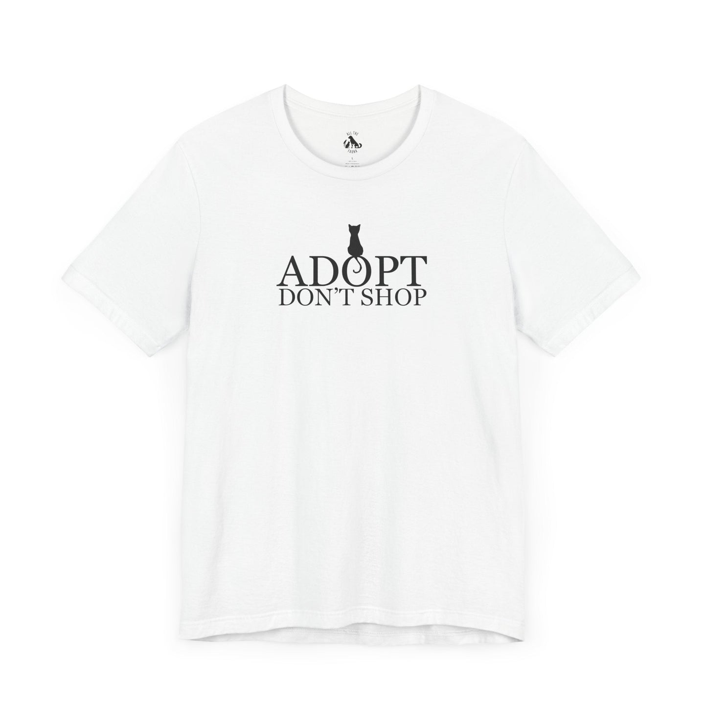 Printify T-Shirts White / XS Adopt, Don't Shop Black Cat Unisex Tee