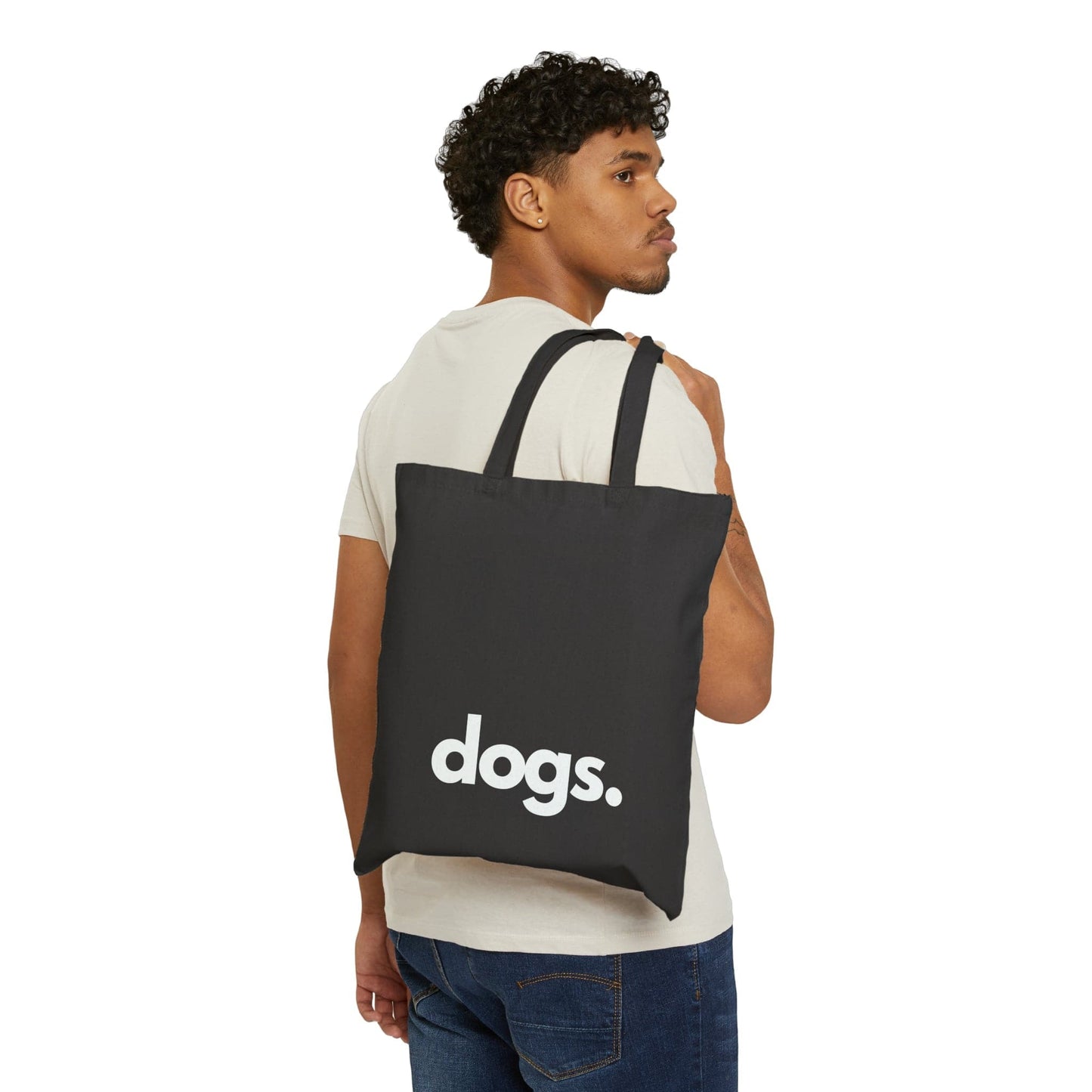 Printify Tote Bags DOGS, PERIOD. Cotton Canvas Statement Tote Bag