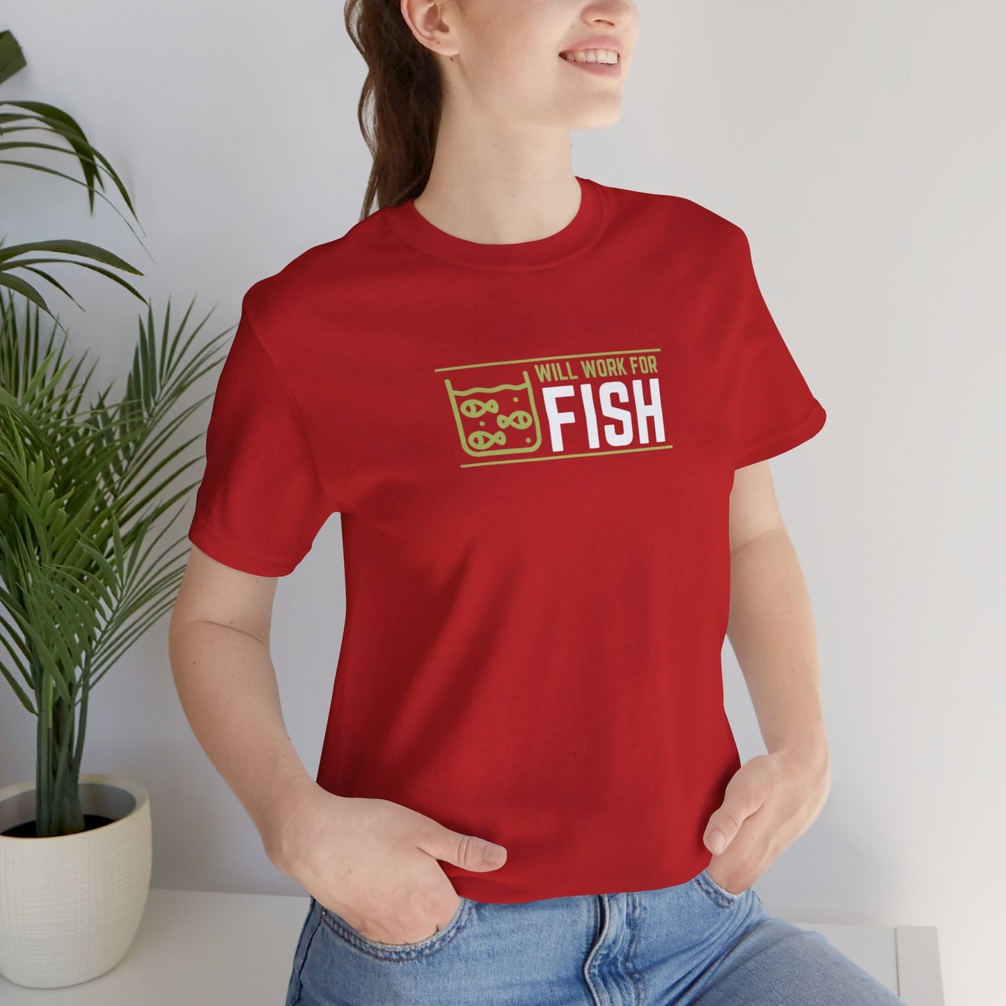 Will Work for Fish Tropical Fish Unisex Heavy Cotton Tee - All The Fauna - Support Animal Shelter Fundraising - Gifts for Animal Lovers