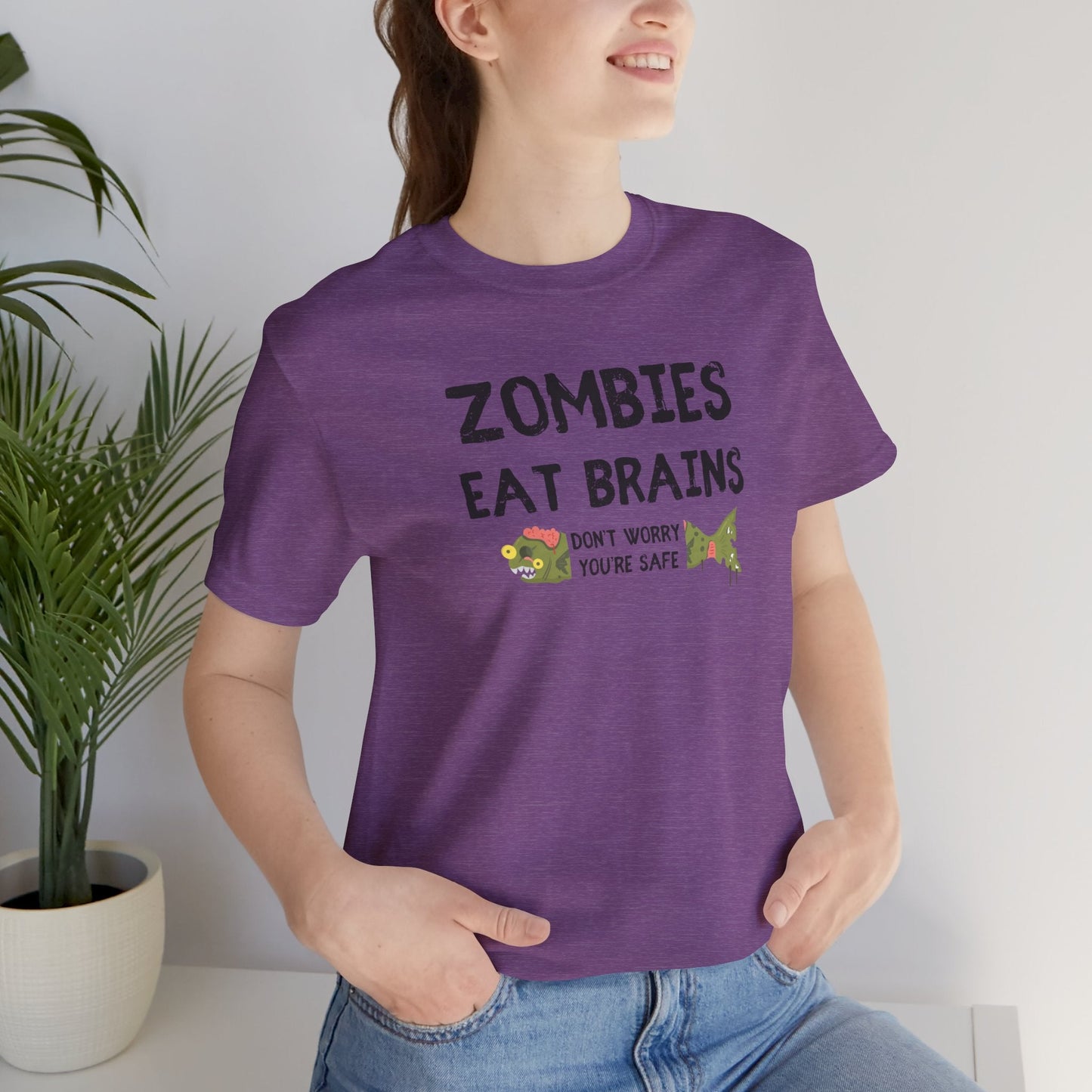 ZOMBIES EAT BRAINS Fish Unisex Tee - Support Animal Shelter Fundraising - Gifts for Animal Lovers